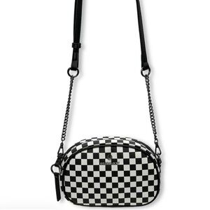 Iris & Rainbow Black and White Checkered Crossbody Bag (Night Out Bag)